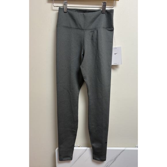 Nike One Therma-Fit Women’s XS Gray Mid Rise Training Leggings Full Length NWT - Picture 1 of 11